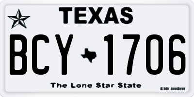 TX license plate BCY1706