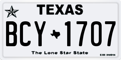 TX license plate BCY1707