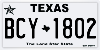 TX license plate BCY1802