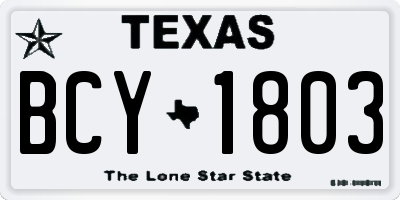 TX license plate BCY1803