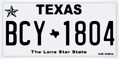 TX license plate BCY1804
