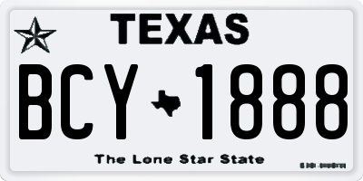 TX license plate BCY1888