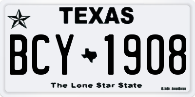 TX license plate BCY1908