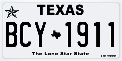 TX license plate BCY1911