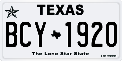 TX license plate BCY1920