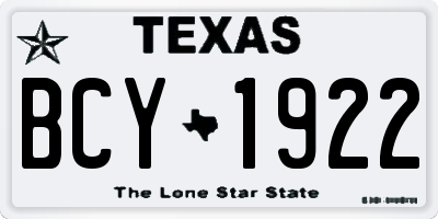 TX license plate BCY1922