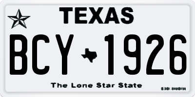 TX license plate BCY1926