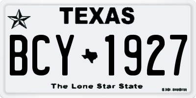 TX license plate BCY1927