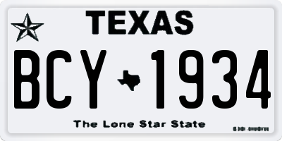 TX license plate BCY1934