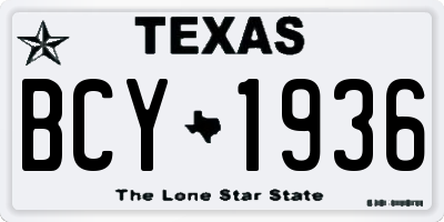 TX license plate BCY1936