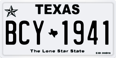 TX license plate BCY1941