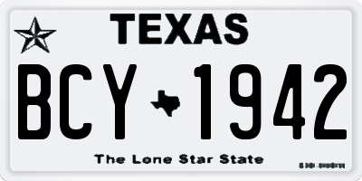 TX license plate BCY1942