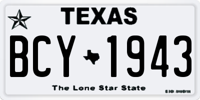 TX license plate BCY1943