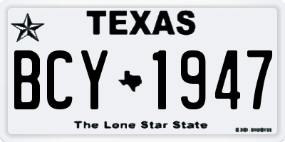 TX license plate BCY1947