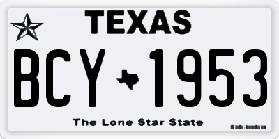 TX license plate BCY1953