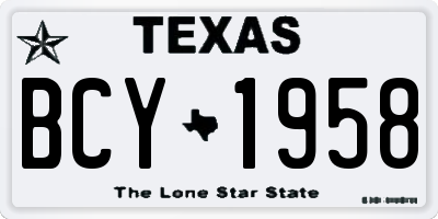 TX license plate BCY1958