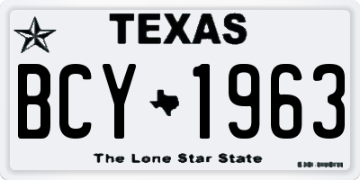 TX license plate BCY1963