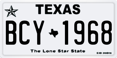 TX license plate BCY1968
