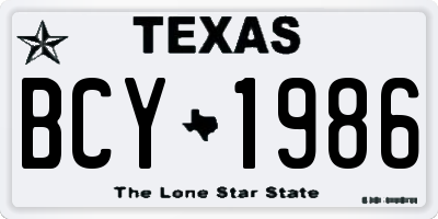 TX license plate BCY1986