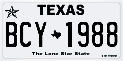 TX license plate BCY1988