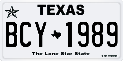 TX license plate BCY1989