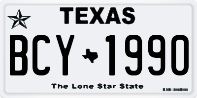 TX license plate BCY1990