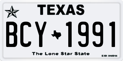 TX license plate BCY1991
