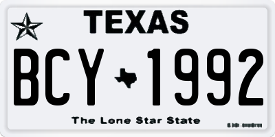 TX license plate BCY1992