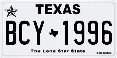 TX license plate BCY1996
