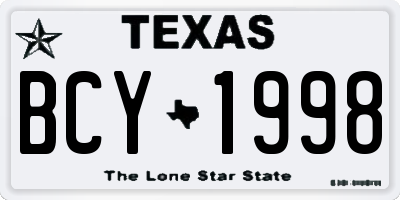 TX license plate BCY1998