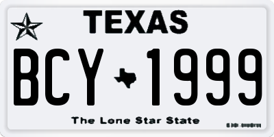 TX license plate BCY1999