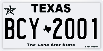 TX license plate BCY2001