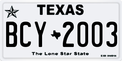 TX license plate BCY2003