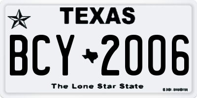 TX license plate BCY2006