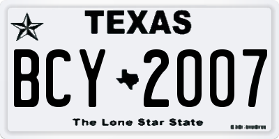 TX license plate BCY2007