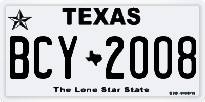 TX license plate BCY2008