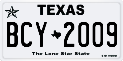 TX license plate BCY2009