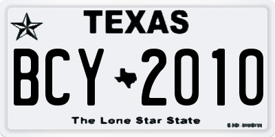 TX license plate BCY2010