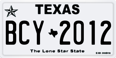 TX license plate BCY2012