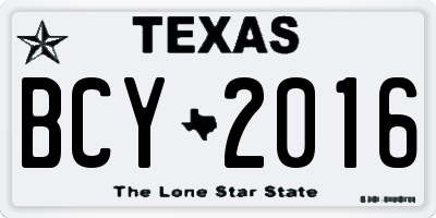 TX license plate BCY2016