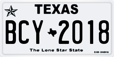 TX license plate BCY2018