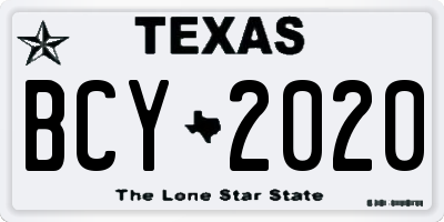 TX license plate BCY2020