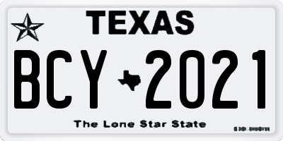 TX license plate BCY2021