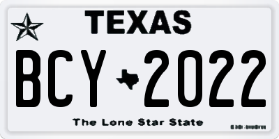 TX license plate BCY2022