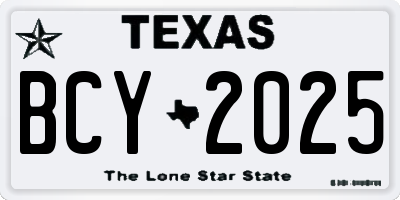TX license plate BCY2025