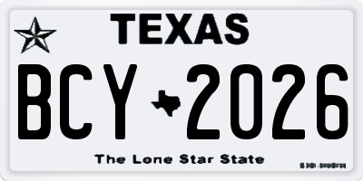 TX license plate BCY2026