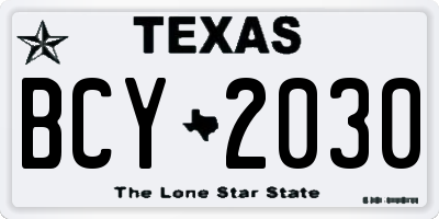 TX license plate BCY2030