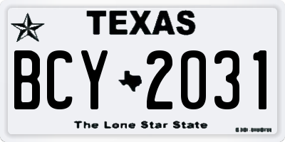 TX license plate BCY2031