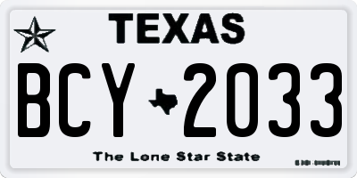 TX license plate BCY2033