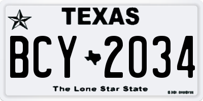 TX license plate BCY2034